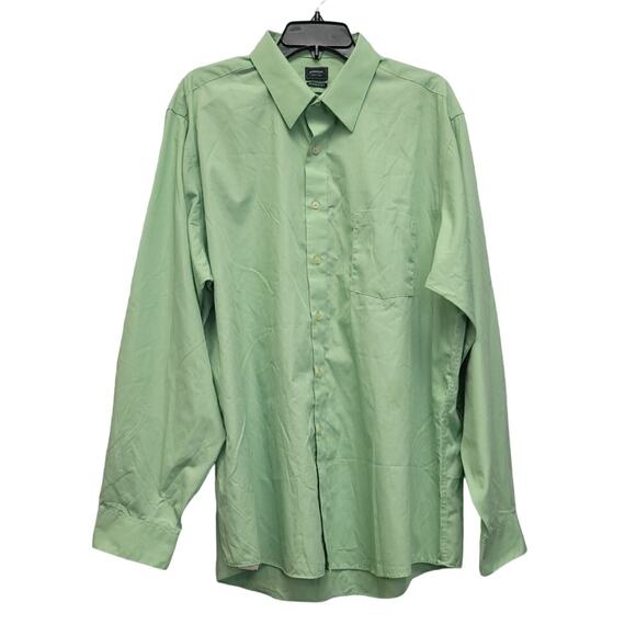 Arrow Mens XL Light Green PolyCotton Long Sleeve Button Up Shirt w Front Pocket - Picture 1 of 4